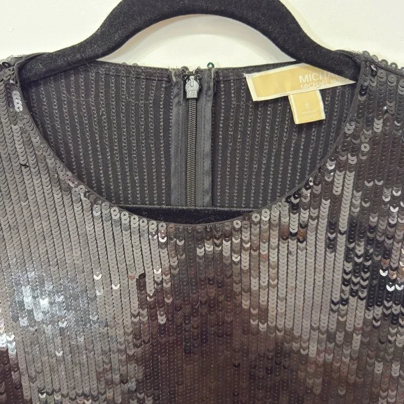 MICHAEL Michael Kors Black Sequin Long Sleeve Mini Dress, S - Picture 3 of 5